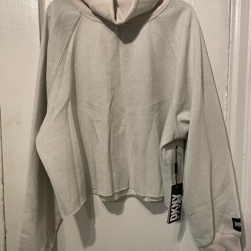 DKNY Off-White shimmer cropped Women's sweater